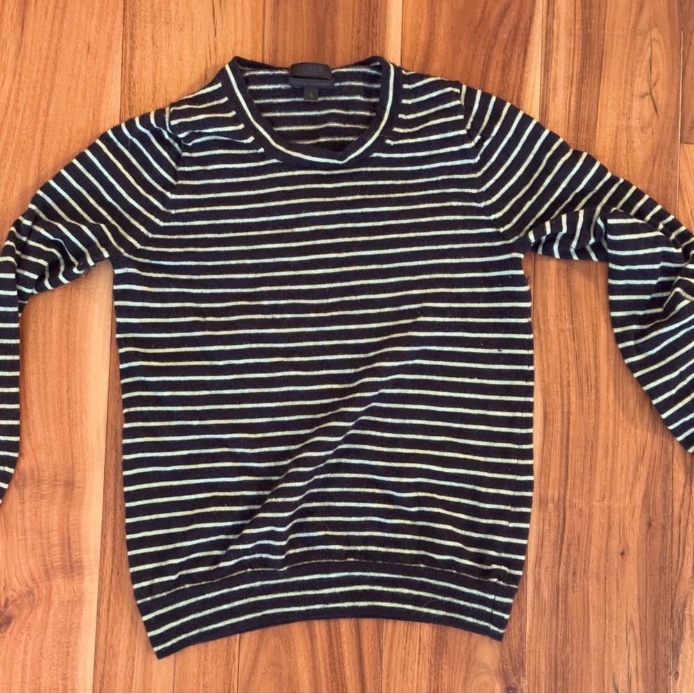 J. Crew - Italian Cashmere - crewneck sweater - mint and navy - size S